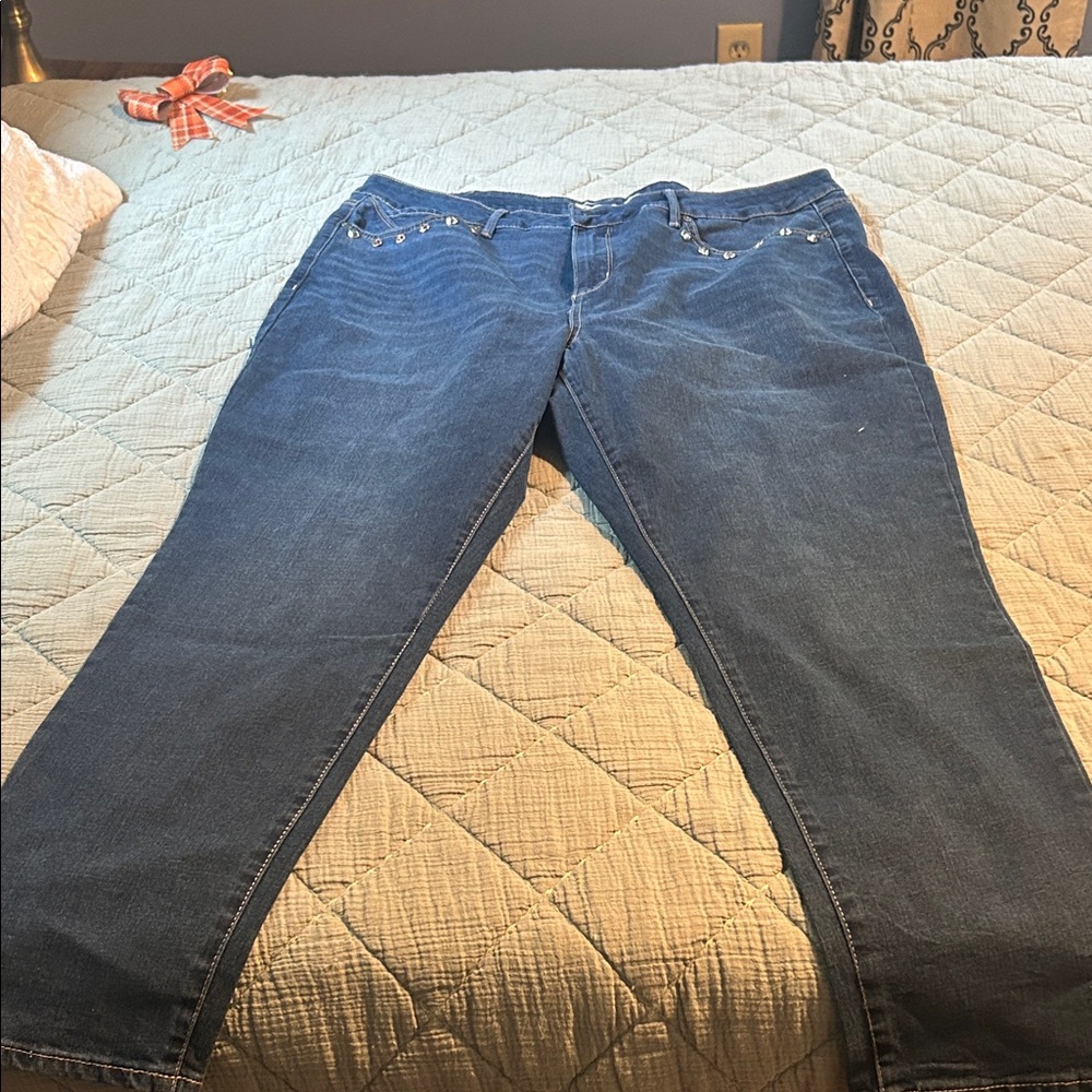 Seven7 Women's Dark Blue Straight Leg Jeans